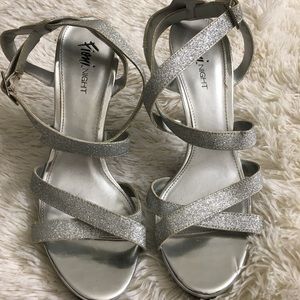 Silver Glittery Strappy Heels
